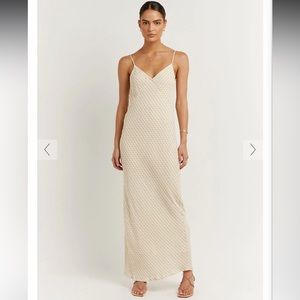 DISSH MASON BEIGE GEO SLIP MIDI DRESS